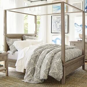 Pottery Barn Jacquard Medallion Cotton Linen Duvet Cover Gray White Damask NWT